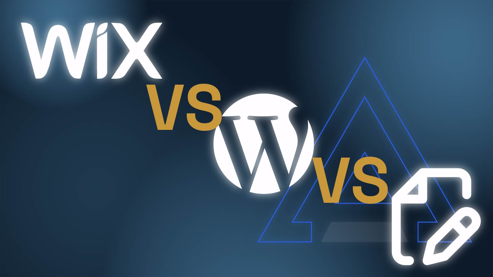 Wix, WordPress, and custom-built website mockups side by side
